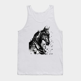 Paint-Washed Silhouette of a Racehorse With a Splattered Background Digitally Enhanced Tank Top